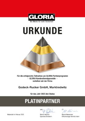 GLORIA Kundendienst: Urkunde - Platinpartner GLORIA